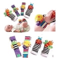 thumbnail image 1 of MEZOOM Cute Animal Soft Baby Socks Toys Wrist Rattles and Foot Finders for Fun Butterflies and Lady Bugs Set 4 pcs, 1 of 6