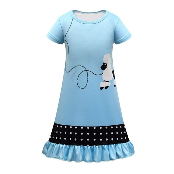MEZZALL 1950s Kids Poodle Skirt Retro Dresses, Blue, 18-24 Months