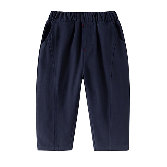 MEZZALL 2025 Child Solid Color Casual Pants Fashion Children Pants Stylish Toddler Dailywear, Navy, 5-6 Years