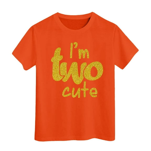 MEZZALL 2nd Birthday T-Shirts For Toddler Girls Im Two Cute Shirt Girl 2 Years Old Second Birthday, Orange, 6-7 Years