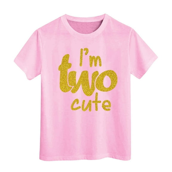 MEZZALL 2nd Birthday T-Shirts For Toddler Girls Im Two Cute Shirt Girl 2 Years Old Second Birthday, Pink, 6-7 Years