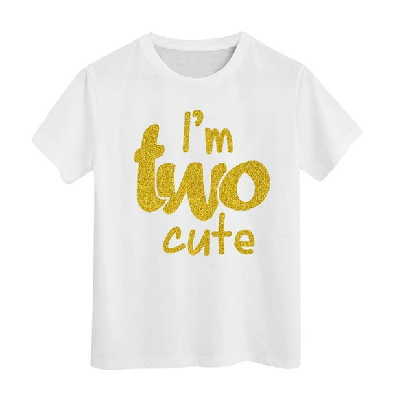 MEZZALL 2nd Birthday T-Shirts For Toddler Girls Im Two Cute Shirt Girl 2 Years Old Second Birthday, White, 6-7 Years