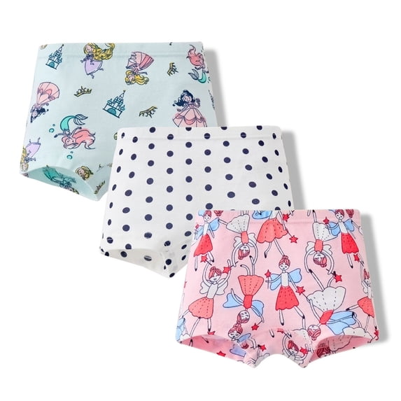 MEZZALL 3-Pack Toddler Underwear Kids Baby Girl Cartoon Rainbow Shorts Panties Soft Baby Wear