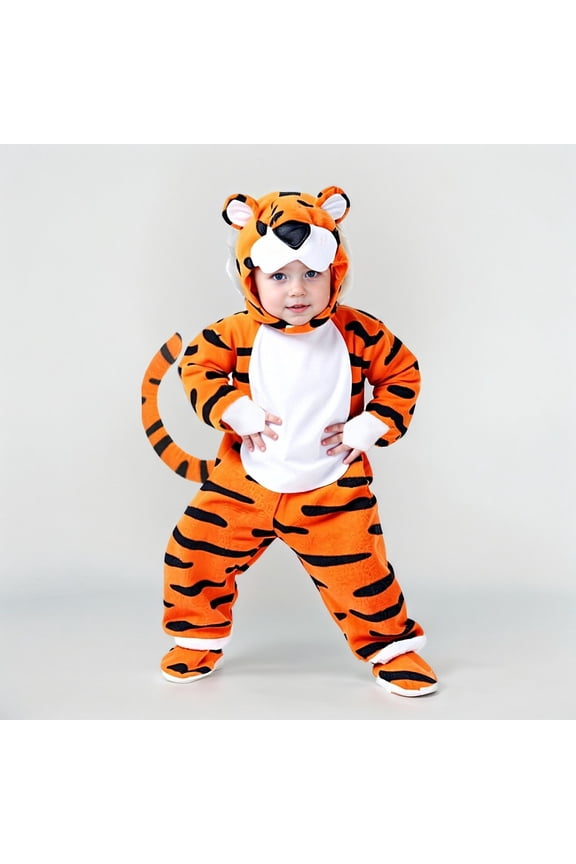 Adorable Animal Play Jumpsuit For Boys Tiger Character Onesie Soft Comfy Home Wear Kids Toddler Children Dress Up And Imaginative Play Soft Long Sleeve O-Neck Spring One-Pieces