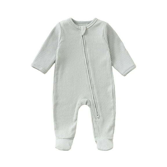 MEZZALL Baby Bodysuit One-Pieces O-Neck Onesie Autumn Winter Overall Long Sleeve Zipper Jumpsuit Clothes Cover Baby Pajamas 0-1Year Toddler Nightwear Cozy / 12-18 Months