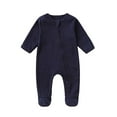 thumbnail image 1 of MEZZALL Baby Bodysuit One-Pieces O-Neck Onesie Autumn Winter Overall Long Sleeve Zipper Jumpsuit Clothes Cover Baby Pajamas 0-1Year Toddler Nightwear Leisure / 6-12 Months, 1 of 9