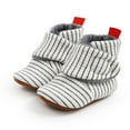 thumbnail image 1 of MEZZALL Baby Booties Winter Warm Striped Boots For Soft Sole First Walkers Shoes Cozy Comfortable Toddler Footwear Classic Footwear, 1 of 8