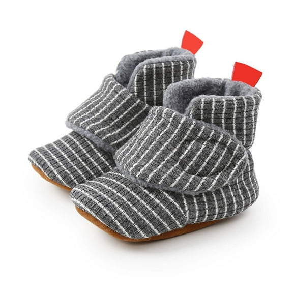 MEZZALL Baby Booties Winter Warm Striped Boots For Soft Sole First Walkers Shoes Cozy Comfortable Toddler Footwear Versatile Footwear