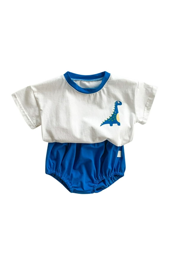 MEZZALL Baby Boy Clothes Toddler Boy Summer Outfits Short Sleeve Cute Cartoon T-shirt & Pocket Boys Clothes Set 0-24 Months