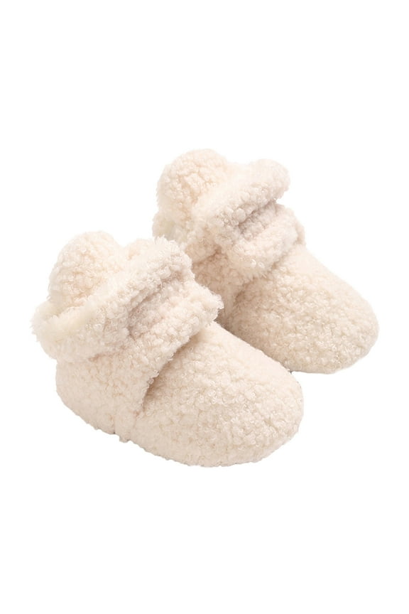 Baby Boys Girls Boots Shoes Winter Snow Bowknot Soft Sole Warm Prewalker Booties Cute Footwear, White, 0-6 Months