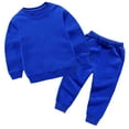 thumbnail image 1 of MEZZALL Baby Boys Girls Clothes Winter Solid Color Long Sleeve Pullover Sweatshirt Pants 2Pcs Fall Outfits Set Breathable Dailywear, Dark Blue, 12-24 Months, 1 of 3