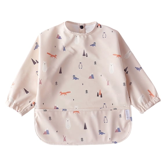MEZZALL Baby Boys Girls Long Sleeved Cartoon Toddler Waterproof Smock Bib for Eating Soft Bibs Baby Trendy, 3-4 Years