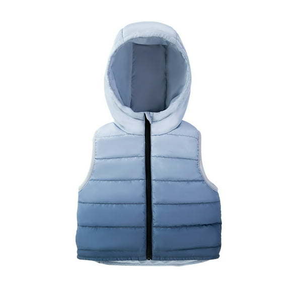 MEZZALL Baby Boys Girls Winter Warm Vest Hooded Zipper Sleeveless Jacket Outwear Cute Dailywear, Blue, 18-24 Months