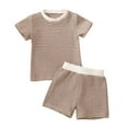 thumbnail image 1 of MEZZALL Baby Boys Outfits Sets Toddler Casual Summer Striped Short Sleeve Shorts Outfits Breathable Comfortable Unisex Clothes For Daily Wear Age 3 Months To 3 Years Breathable Baby Wear, 1 of 3