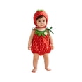 thumbnail image 1 of MEZZALL Baby Cute Girls Strawberry Romper with Hat Sleeveless Strawberry Outfit for Halloween Party Photo Relaxed Fit Clothes Sets, 1 of 5