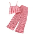 thumbnail image 1 of MEZZALL Baby Girl Clothes Toddler Girl Summer Outfits Sleeveless Ruffle Halt Er Tops Wide Leg Pants Kids Clothing Set Versatile Dailywear, Pink, 8-9 Years, 1 of 3