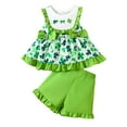 thumbnail image 1 of MEZZALL Baby Girl My First St. Patrick's Day Outfit Ruffle Bodysuit Cake Smash Shorts Clover Clothes, 1 of 7