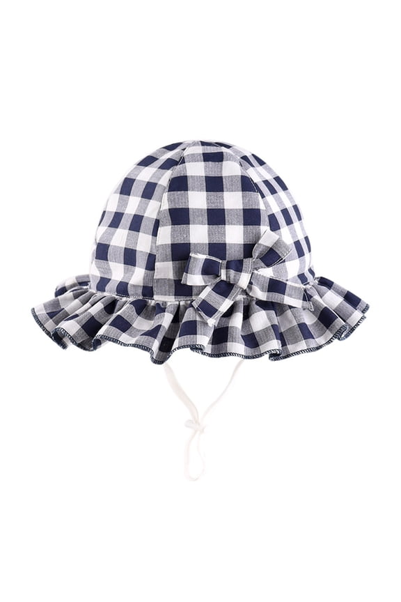 Baby Girl Plaid Sun Hat With Hawaii Outdoor Adjustable Toddler Beach Hat With Wide Brim Bucket Hats For Kids Breathable Baby Wear