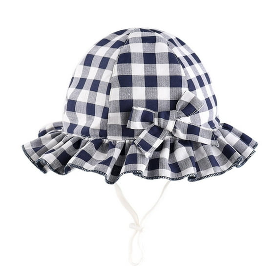 MEZZALL Baby Girl Plaid Sun Hat With Hawaii Outdoor Adjustable Toddler Beach Hat With Wide Brim Bucket Hats For Kids Versatile Baby Wear