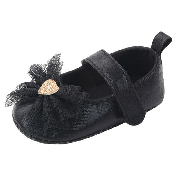 MEZZALL Baby Girl Shoes Comfortable Butterfly-knot Fashion First Walkers Kids Shoes Cute Footwear, Black, 6~12 Months