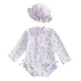 thumbnail image 1 of MEZZALL Baby Girl Swimsuit Baby Girls Long Sleeve Swimsuit Vacation Hawaii Beachwear Romper With Hat Bathing Suit Beach Rash Guard, Light Purple, 2-3 Years, 1 of 3