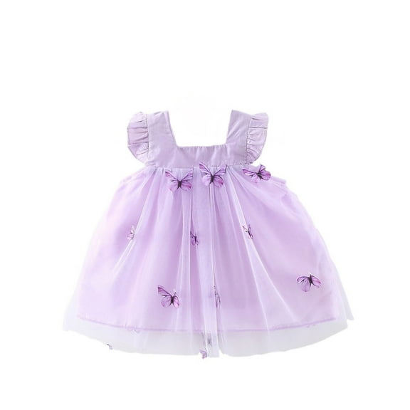 MEZZALL Baby Girl Tutu Dress Summer Sleeveless Backless Princess Birthday Party Dot Bow Sundress With Straw Hat Set, Purple, 2-3 Years