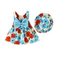 thumbnail image 1 of MEZZALL Baby Girl Tutu Dress Sundress Summer Sleeveless Backless Birthday Party Dress Flower Bow Sunress With Straw Hat Set, Blue, 3-12 Months, 1 of 6