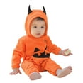 thumbnail image 1 of MEZZALL Baby Girls Boys Hooded Halloween Pumpkin Printed Jumpsuit Onesie One-Pieces Outfits Halloween Cozy Clothes, 1 of 2