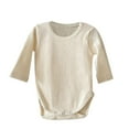 thumbnail image 1 of MEZZALL Baby Girls Boys Solid Color Ribbed Cotton Autumn Long Sleeve Romper Bodysuit Clothes Cute Dailywear, Beige, 12-18 Months, 1 of 4