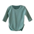 thumbnail image 1 of MEZZALL Baby Girls Boys Solid Color Ribbed Cotton Autumn Long Sleeve Romper Bodysuit Clothes Versatile Dailywear, Blue, 0-6 Months, 1 of 5
