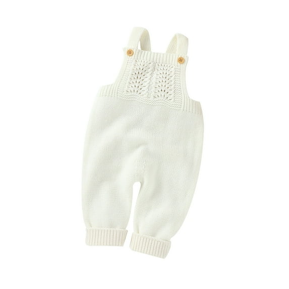 MEZZALL Baby Girls Boys Solid Color Spring Winter Long Pants Knit Spaghetti Trousers Clothes Cute Dailywear, White, 12-18 Months