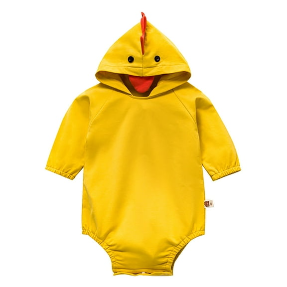 MEZZALL Baby Girls Cartoon Chick Romper Warm Hooded Thick Jumpsuit Onesie Lovely Dailywear, Yellow, 6-9 Months
