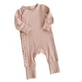 thumbnail image 1 of MEZZALL Baby Girls Jumpsuits O-Neck Onesie Bodysuits Long Sleeve Romper Sleepwear Stretchy Ribbed Toddler 0-24 Months Daily Party One-Pieces Lovely Child Dailywear, 1 of 8
