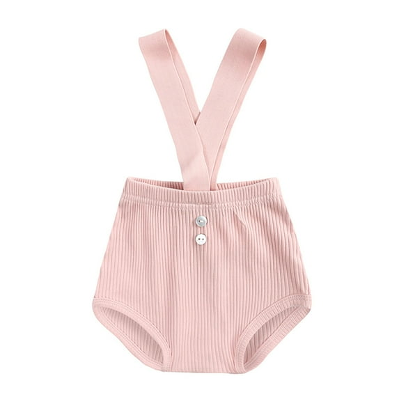 MEZZALL Baby Girls Knit Suspender Shorts Toddler Summer Casual Outfits V Back Overalls Comfortable Home Wear Dailywear Trendy / 12-24 Months