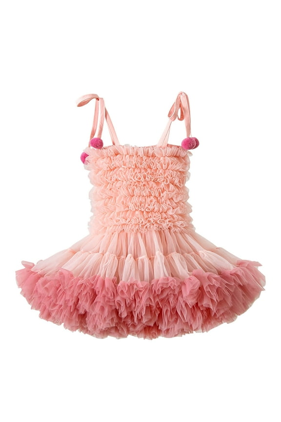 Baby Girls Mesh Tutu Dress Sleeveless Spaghetti Rainbow Tutu Princess Skirt Dress Breathable, 12-18 Months