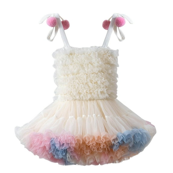 MEZZALL Baby Girls Mesh Tutu Dress Sleeveless Spaghetti Rainbow Tutu Princess Skirt Dress Lovely, 9-12 Months