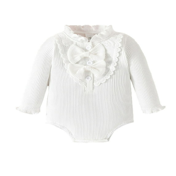 MEZZALL Baby Girls O-Neck Bodysuit Cartoon Onesie Set With Lace Trim Bow Detail Ribbed Fabric Triangle Style Cute Outfits Headband Accessory Leisure Toddler Clothing