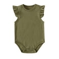 thumbnail image 1 of MEZZALL Baby Girls Ruffle Short Sleeve Bodysuit Solid Color Casual Plain Blouse Tops Romper Knitted Outfits Clothes Soft Dailywear, Green, 9-12 Months, 1 of 8