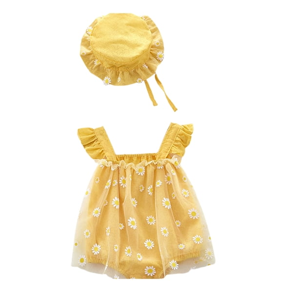 MEZZALL Baby Girls Short Sleeved Summer Sleeveless Style Floral Romper Dress 12-18 Months Versatile Baby Wear