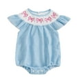 thumbnail image 1 of MEZZALL Baby Girls Smocked Bubble Romper Cute Embroidery Ruffle Gingham Bodysuit Dress Toddler Summer Clothes, 1 of 2