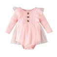 thumbnail image 1 of MEZZALL Baby Girls Solid Color Long Sleeve Tulle Dress Romper Bodysuit Onesie Clothes Stylish Sundress, RD2, 18-24 Months, 1 of 8