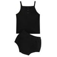 thumbnail image 1 of MEZZALL Baby Girls Spaghetti Solid Color Crop Tops Short Clothes Outfits Set Leisure Dailywear, Black, 6-12 Months, 1 of 7