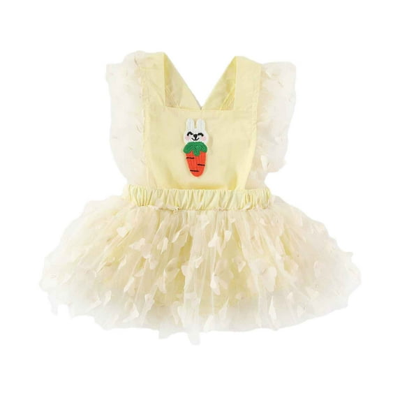 MEZZALL Baby Girls Summer Mesh Dress Bodysuit Casual Sleeveless Romper With Embroidery For Infants 3-12 Months Outfit Relaxed Fit Toddler Wear