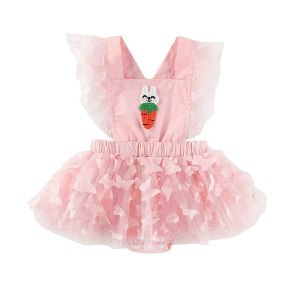 MEZZALL Baby Girls Summer Mesh Dress Bodysuit Casual Sleeveless Romper With Embroidery For 3-12 Months Outfit Stylish Toddler Wear