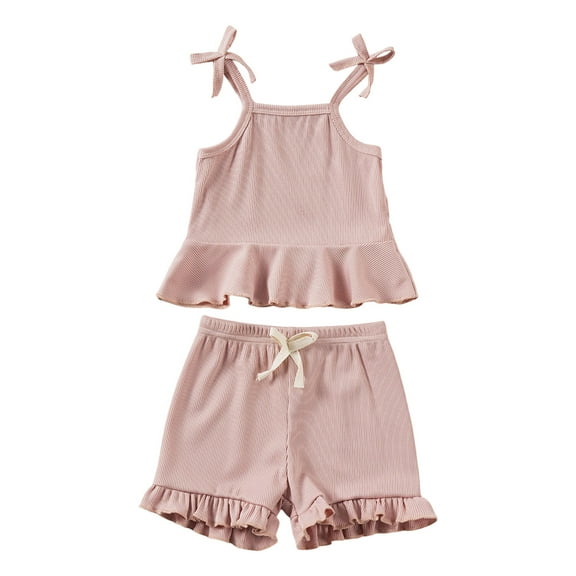 MEZZALL Baby Girls Summer Outfits 2PCS Sets Casual Sleeveless Camis Tops Shorts Outfits Sets For Toddler Beach School Party Yoga Dailywear Fashionable / 68