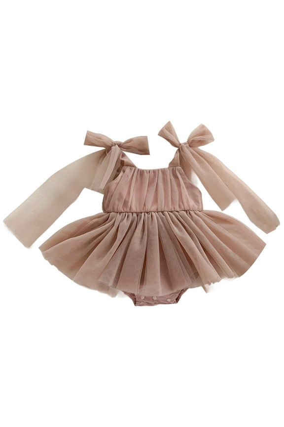 Baby Girls Summer Sleeveless Romper Dress Mesh Tutu Dresses Spaghetti Off-Shoulder For Photography And Casual Wear Leisure Toddler Child Sundress