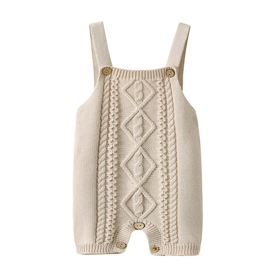 MEZZALL Baby Knit Romper Overalls Clothing Unisex Cute 1pc Jumpsuit Outfit Clothes Outfits Lovely Dailywear, Beige, 3-6 Months