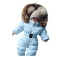 thumbnail image 1 of MEZZALL Baby Romper Outerwear Snowsuit Girls Coats O-Neck Jumpsuit Hooded Jacket Warm Girls Coats Jacket Long Sleeve Solid Color Lovely Child Outwear, 1 of 8