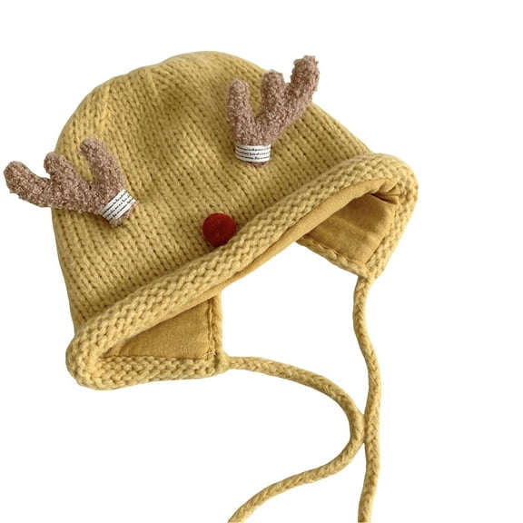 MEZZALL Baby Unisex Print Winter Autumn Adjustable Warm Ear Hat Comfort Toddler Dailywear, Yellow, 0-3 Years