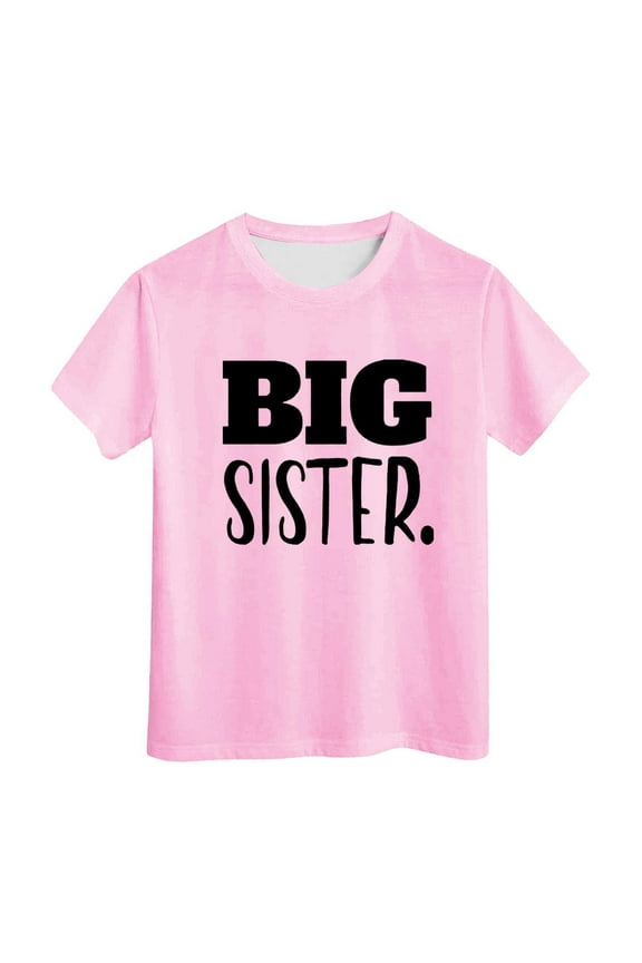 Big Sister Shirt Big Sister Announcement Toddler Shirts Promoted To Girls Outfits, Pink, 6-7 Years